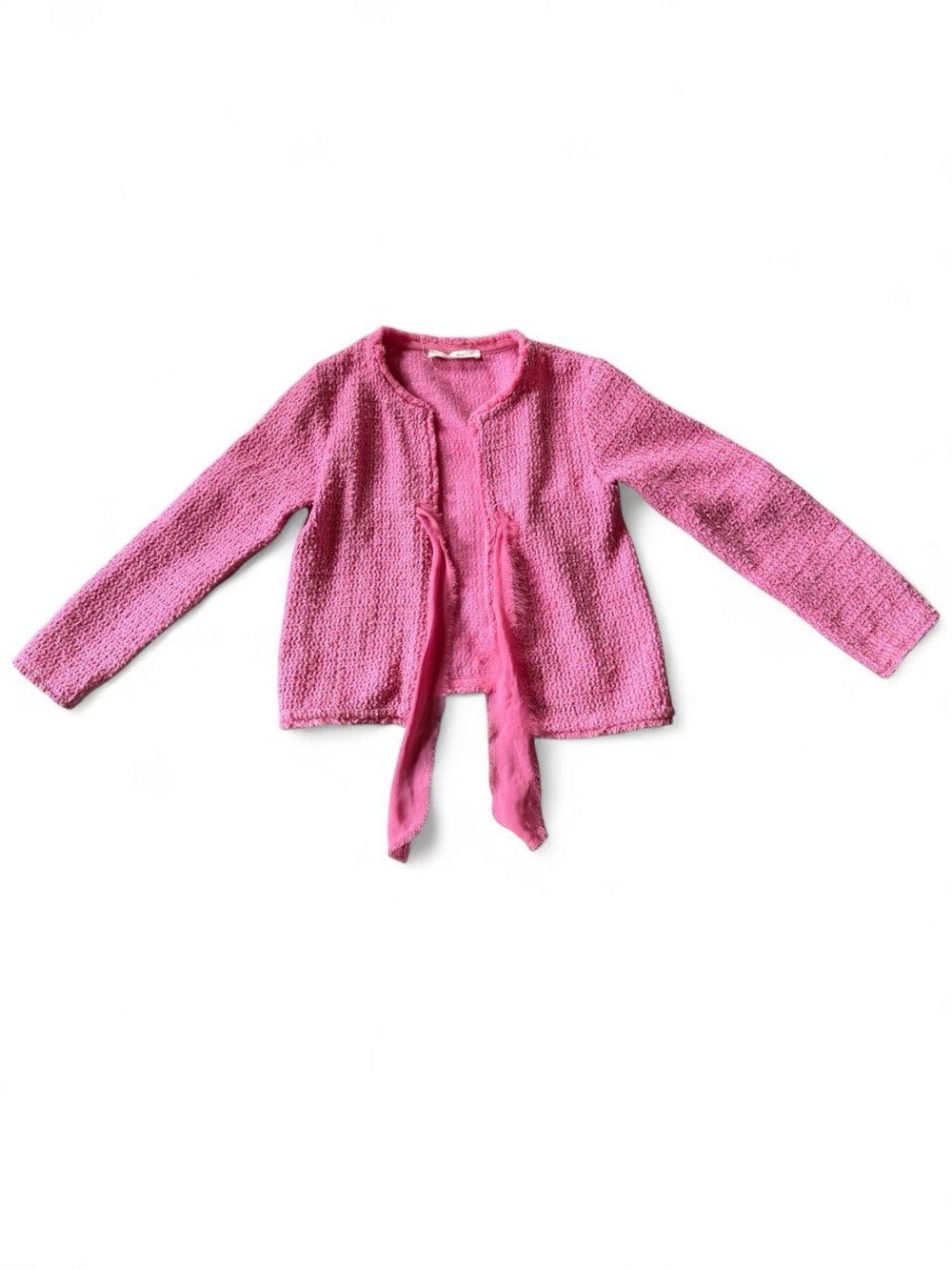 Zara Girls Pink Tie-Front Knit Sweater